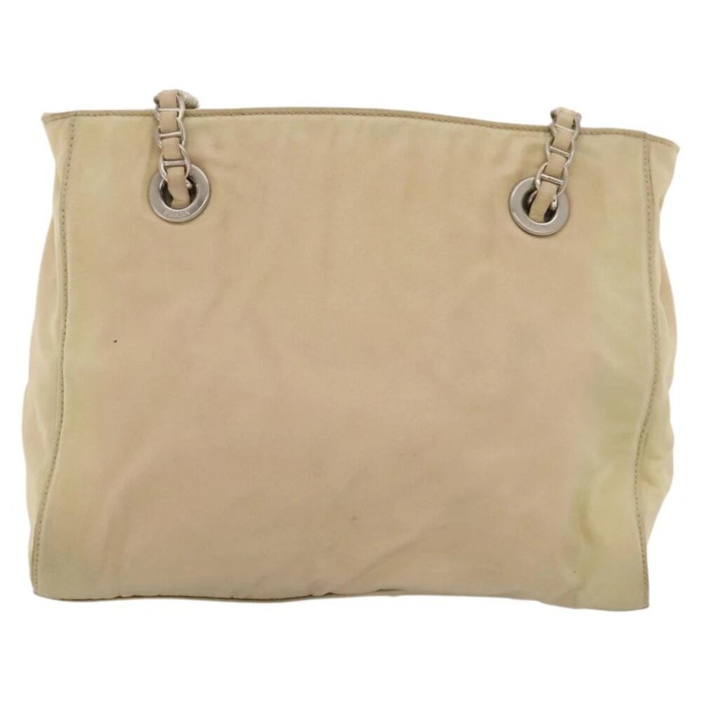 PRADA Chain Shoulder Bag Nylon Beige Auth BD1635 - Picture 3 of 14